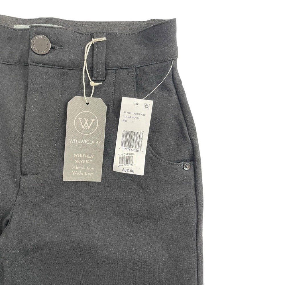 WIT & WISDOM Black Whitney Skyrise High Rise Wide Leg Pants Women’s Sz 0P NWT - Picture 3 of 6